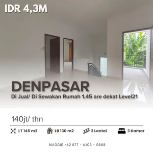 Di Jual Rumah 1,45 are di dekat Mall Level 21