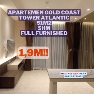 DIJUAL Apartemen Gold Coast, 51m2, 1 BR, Full Furnished