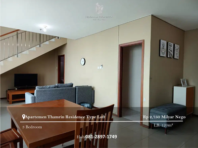 Dijual Apartement Thamrin Residence Type Loft 2BR+1