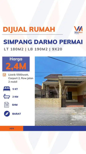 Dijual rumah 1 lantai siap huni di Simpang Darmo Permai