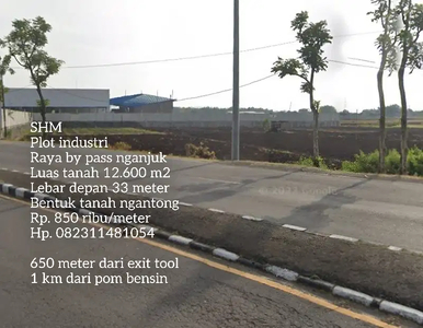 Lahan industri 850/m termurah nol jl raya by pass nganjuk