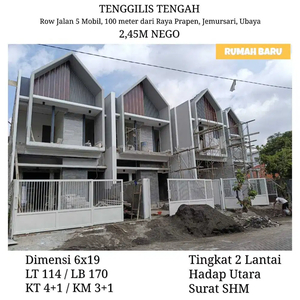 Rumah Tenggilis 2 Lantai Modern Baru Jalan Besar Dkt Raya Prapen Jemur