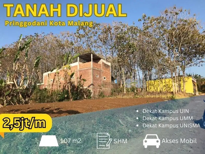 Tanah Kota Malang, Dekat Mall Dinoyo, Cocok Untuk Investasi