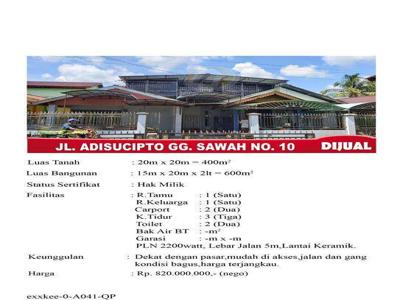 Rumah murah dijual cepat Jl Adisucipto Gg Sawah