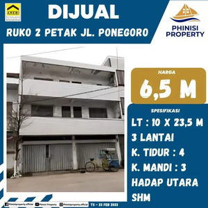 DIJUAL RUKO 2 PETAK 3 LANTAI DI JALAN POROS DIPONEGORO JALAN BESAR