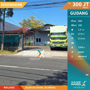 Disewakan Gudang Area Parkir Luas dan Siap Pakai di Arjosari