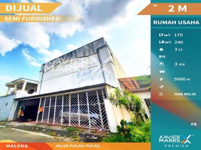 Dijual Rumah Usaha Semi Furnish Siap Huni di Jl Pulau-pulau Malang