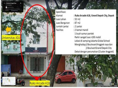 Jual Ruko 2 lantai kolasi Strategis di GDC (Grand Depok City),