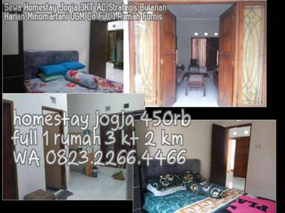 Sewa Homestay Jogja 3KT AC Strategis Bulanan Harian Minomartani UGM Co