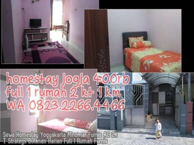 Sewa Homestay Yogyakarta Minomar Furnis AC 2KT Strategs Bulanan Harian