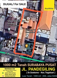 1000 M2 Tanah Surabaya Pusat Di Jalan Pandegiling Dekat Diponegoro