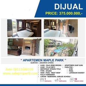 Apartemen Maple Park Jakarta Studio Fully Furnish Siap Huni Jual Murah