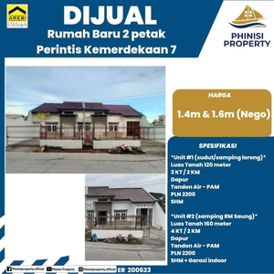 DIJUAL RUMAH 2 PETAK DI PERINTIS KEMERDEKAAN 7 AREA RAMAI