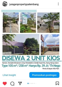 Disewa 2 Unit kios plong rapi dan bersih