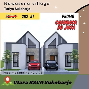 JUAL RUMAH MURAH MEZZANINE UTARA RSUD SUKOHARJO TIMUR BRI JOMBOR