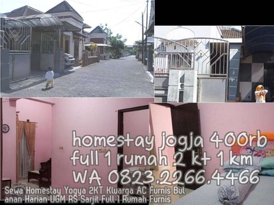 Sewa Homestay Yogya 2KT Kluarga AC Furnis Bulanan Harian UGM RS Sarjit