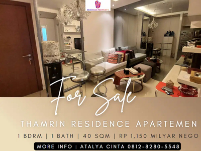 Dijual Apartement Thamrin Residence Middle Floor 1BR Furnished View GI