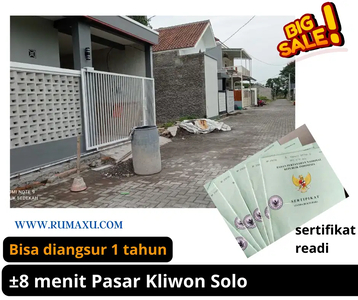 Dijual tanah ±7 menit Pasar Bekonang Mojolaban Sukoharjo