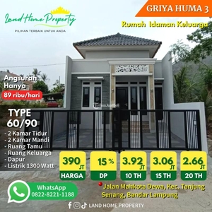 Jual Rumah Griya Huma 3 Tipe 60/90 2KT 2KM Tanjung Senang - Bandar Lampung