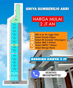Jual Tanah Kavling Mangku Jalan Alternatif Jogja-Solo Hanya 2.25jt/m2