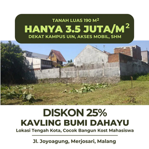 Kavling Murah Kawasan Strategis Kota Malang, Ready SHM Per Split