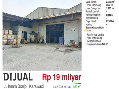 Dijual Pabrik Siap Usaha di Bawah Njop, , Imb Workshop ,jl Imam Bonjol Karawaci Tangerang