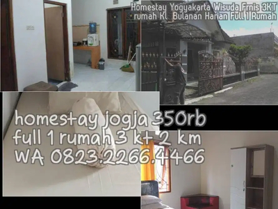 Homestay Yogyakarta Wisuda Frnis 3KT AC Fll 1 rumah Kl Bulanan Harian