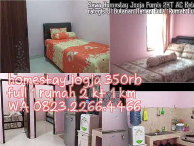 Sewa Homestay Jogja Furnis 2KT AC Keluarga Strategis JI Bulanan Harian