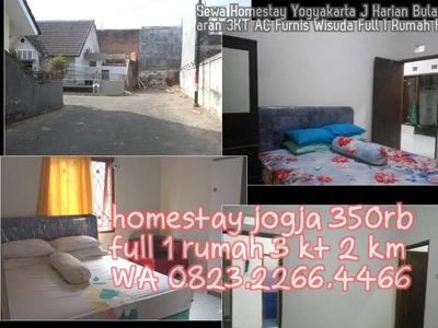 Sewa Homestay Yogyakarta J Harian Bulanan Lebaran 3KT AC Furnis Wisuda