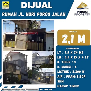 DIJUAL RUMAH 4 LANTAI DI JALAN NURI POROS JALAN