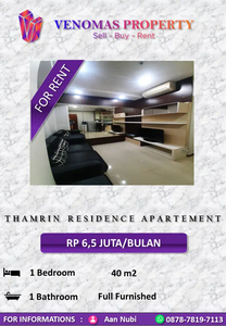Disewakan Apartemen Thamrin Residence Type I 1BR Full Furnished