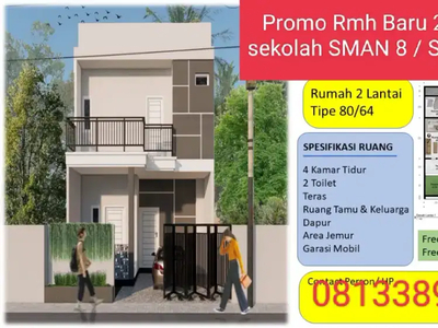 Promo rumah baru 2lt free biaya antasura dkt sman 8,smpn 12 dps jl5mtr