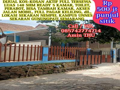 JUAL KOS-KOSAN AKTIF FULL TERSEWA LUAS 148 SHM KAMPUS UNNES SEMARANG