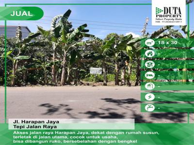 Tanah 18 x 30 Tepi Jalan Harapan Jaya Pontianak Kalimantan Barat