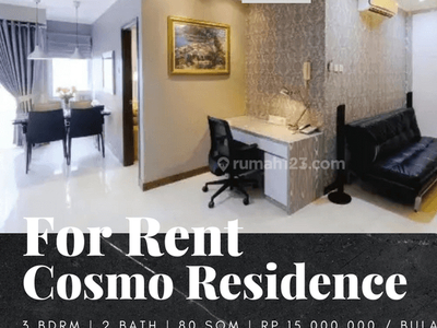 Disewakan Apartemen Cosmo Residence 2 Bedroom Middle Floor Full Furnish