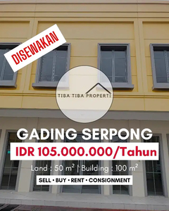 DISEWAKAN
RUKO GANDENG MAGGIORE GRANDE GADING SERPONG