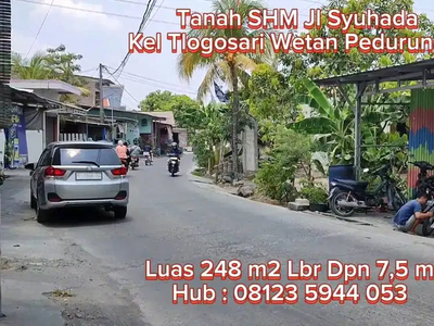 Jual Murah, Tanah Jl Syuhada Kel Tlogosari Wetan Pedurungan Semarang