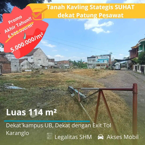 Tanah KaVling Murah SHM Tasikmadu Luas 114m2 (posisi HOOK)