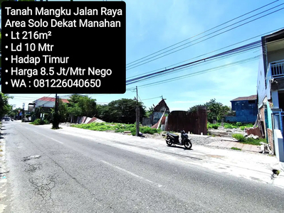 Tanah Mangku Jalan Raya Dekat Manahan Solo, Bisa Untuk Usaha
