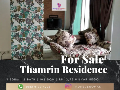 Dijual Apartemen Thamrin Residence 3BR Plus Room Service Full Furnish
