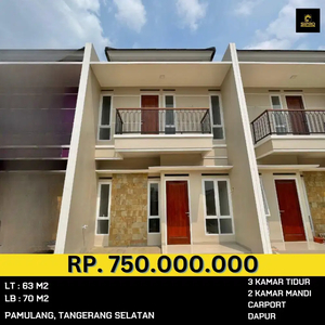 Rumah Dijual Cluster Pamulang Tangerang Selatan Rp 750 juta