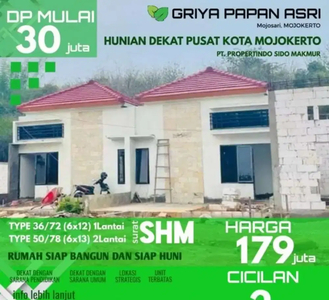 Rumah Siap Bangun Type 36/72 di Griya Papan Asri Mojosari