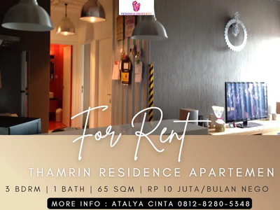 Sewa Apartement Thamrin Residence Middle Floor 2BR Furnished View City