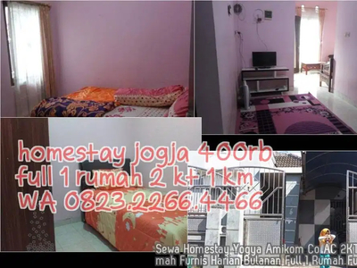 Sewa Homestay Yogya Amikom Co AC 2KT Fll 1 rumah Furnis Harian Bulanan