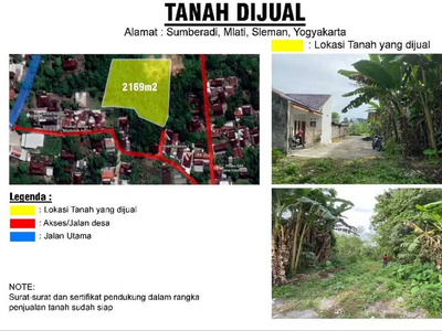 Dijual TANAH 2 AREA PEMKOT SLEMAN - MURAH dan NEGO!