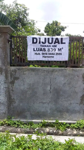 Dijual Tanah 839 m2, Godong, Grobogan.