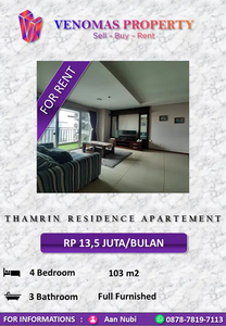 Disewakan Apartment Thamrin Residence 3+1BR Full Furnished