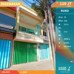 Disewakan Ruko 2,5 Lantai Strategis di Jalan Kawi Klojen Malang