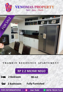 For Sale Apartment Thamrin Residence 2BR Full Furnished Low Floor