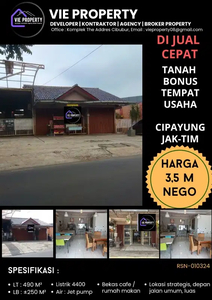 HARGA DIBAWAH PASAR DIJUAL TANAH plus cafe plus isi Cipayung JakTim